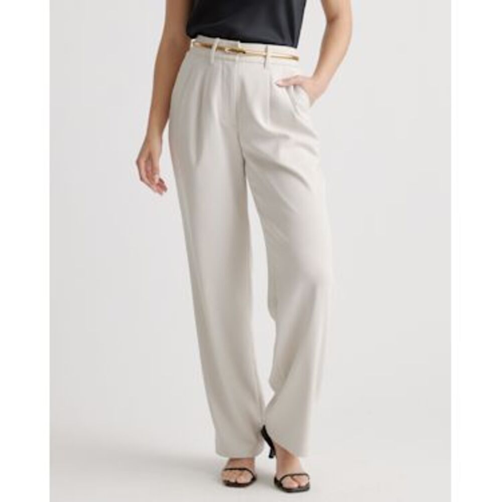 Quince Cream High-Waist Wide-Leg Trousers
